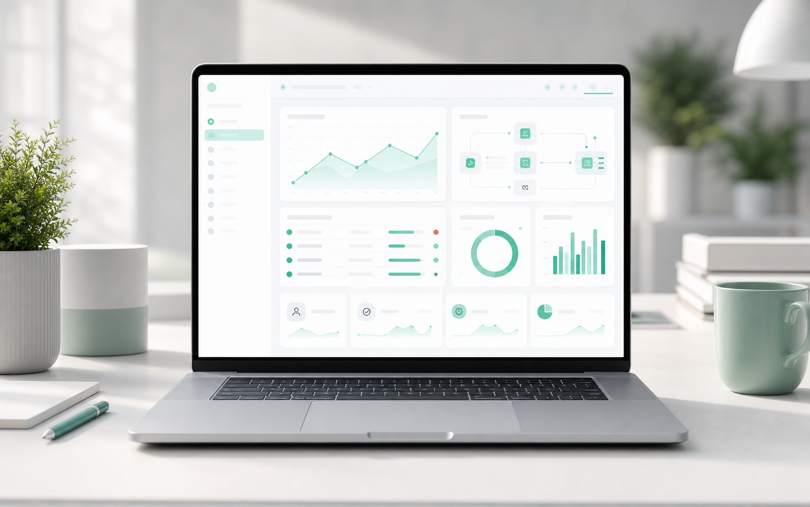 Lichte visualisatie van een moderne app-interface